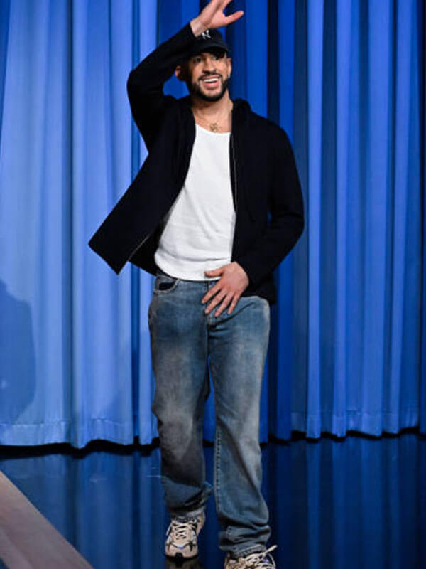 Bad Bunny The Tonight Show Black Hoodie Jacket.
