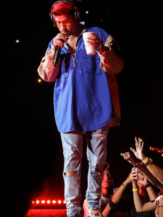 Bad Bunny Uforia Festival Blue Guayabera Jacket.