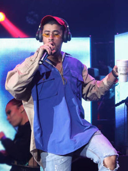 Bad Bunny Uforia Festival Blue Guayabera Jacket.