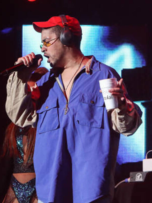 Bad Bunny Uforia Festival Blue Guayabera Jacket.