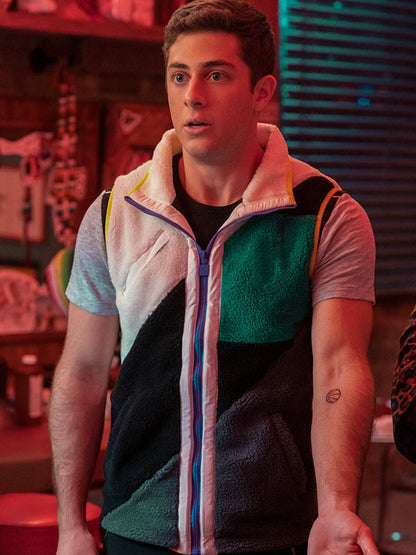 Ben Never Have I Ever Season 02 Multi Color Shearling Vest
