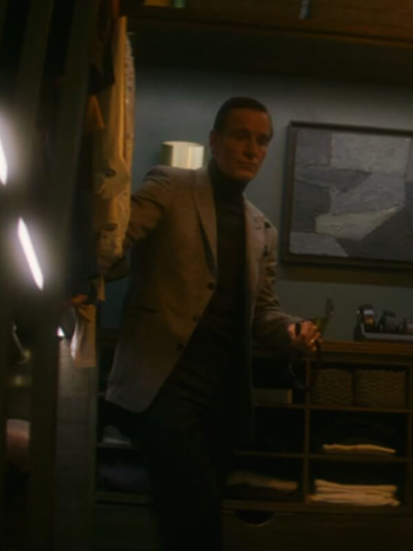Black Bag 2025 Michael Fassbender Grey Wool Jacket