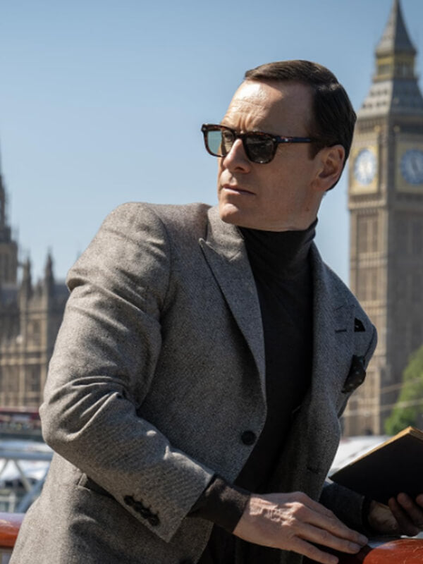Black Bag 2025 Michael Fassbender Grey Wool Jacket