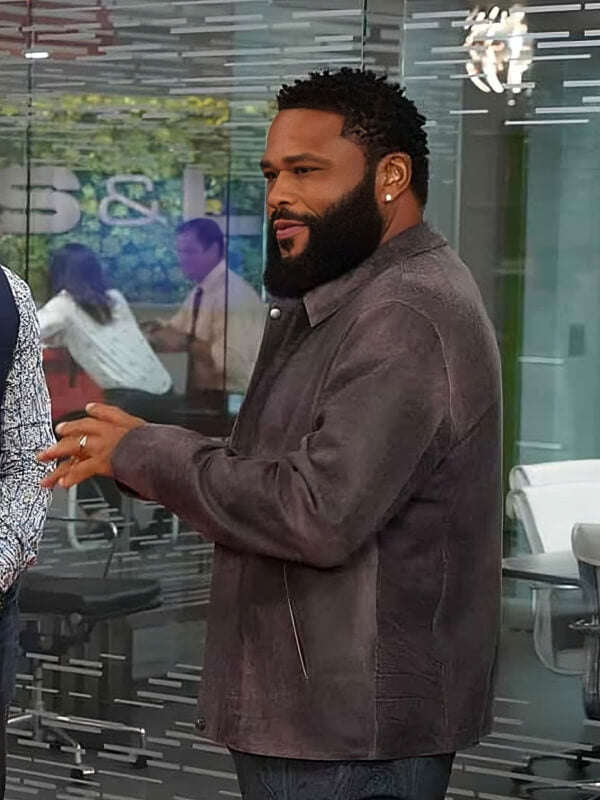 Black-ish 2014 Season 8 Anthony Anderson Brown Waxed Leather Jacket