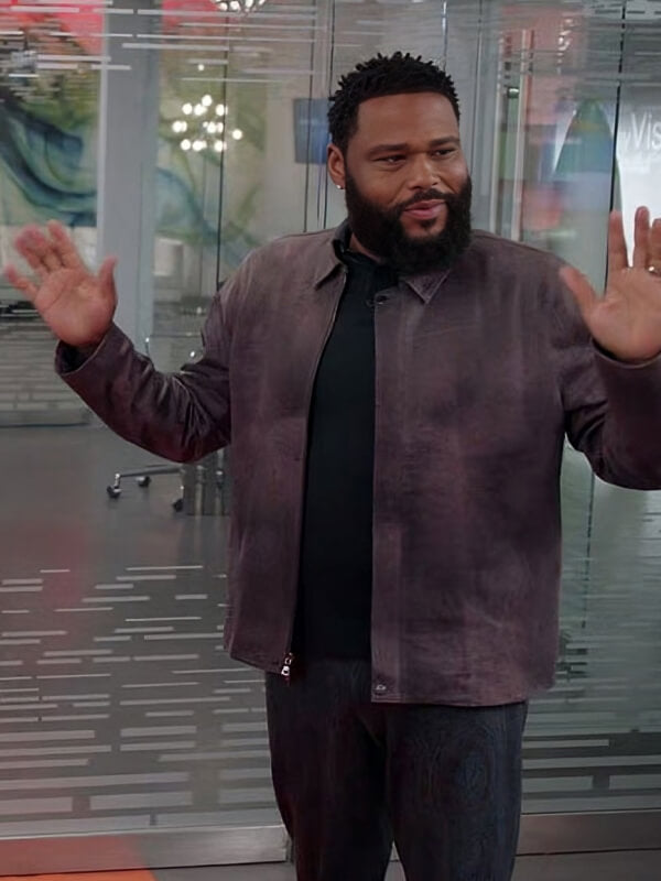 Black-ish 2014 Season 8 Anthony Anderson Brown Waxed Leather Jacket