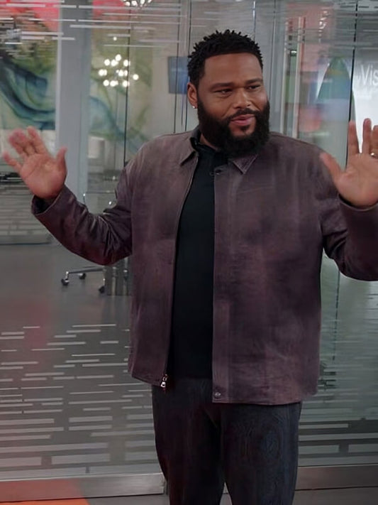 Black-ish 2014 Season 8 Anthony Anderson Brown Waxed Leather Jacket