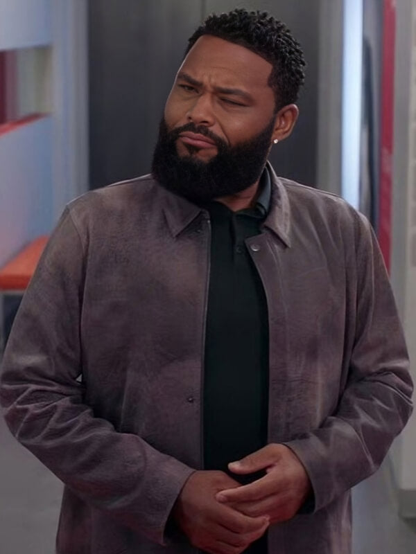 Black-ish 2014 Season 8 Anthony Anderson Brown Waxed Leather Jacket