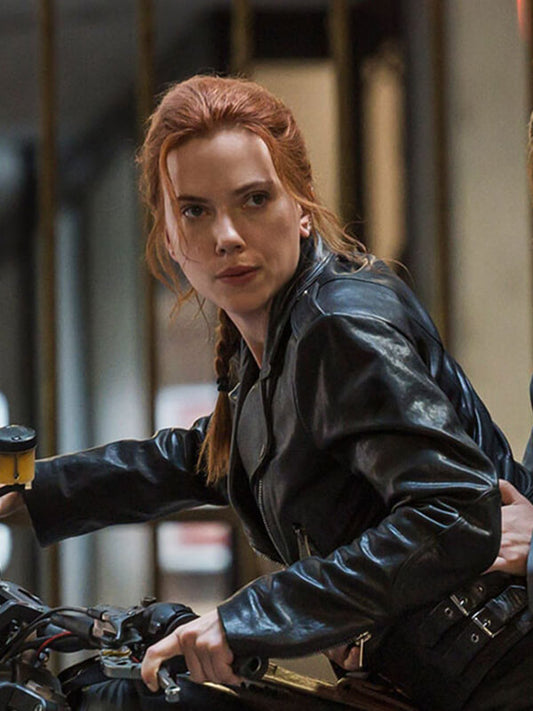 Black Widow 2021 Scarlett Johansson Black Leather Jacket