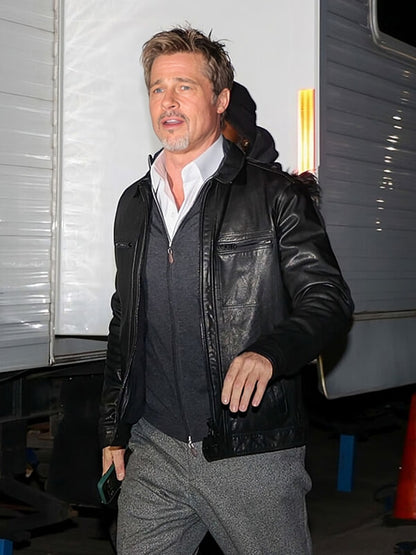 Brad Pitt Black Leather jacket