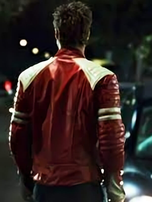 Brad Pitt The Fight Club White Striped Leatheer Jacket