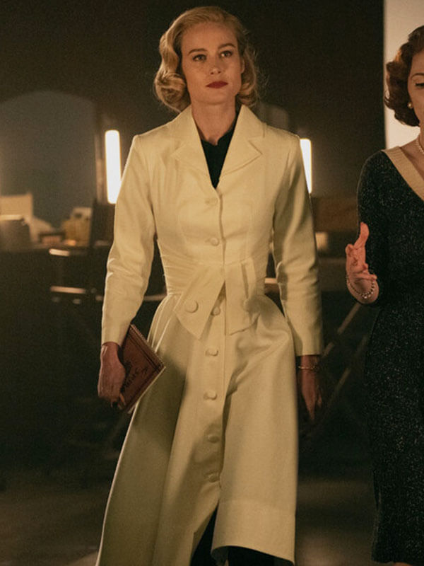 Brie Larson Lessons In Chemistry 2023 Cream Cotton Coat