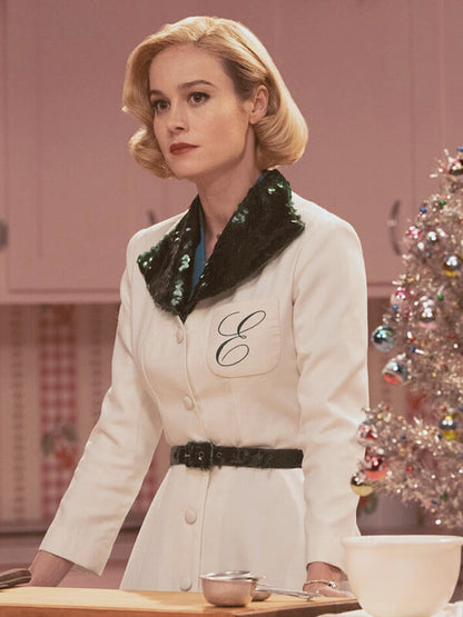 Brie Larson Lessons In Chemistry 2023 White Cotton Coat