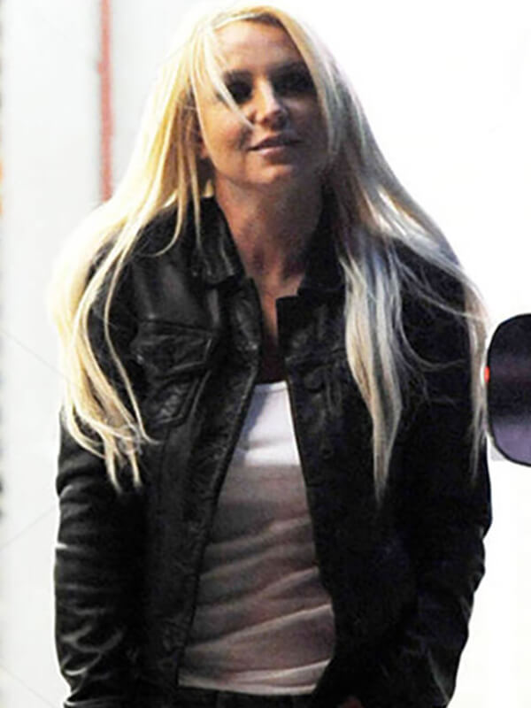 Britney Spears Black Leather Shirt