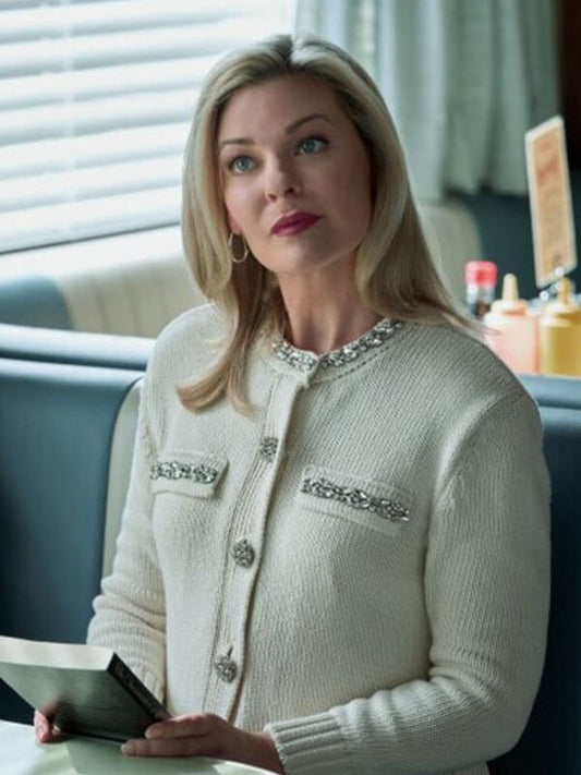 Brook Charmichael Mistletoe Murders White Knited Wool Jacket