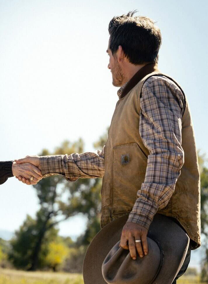 Cade Haris The Madison Season 01 Tan Cotton Vest