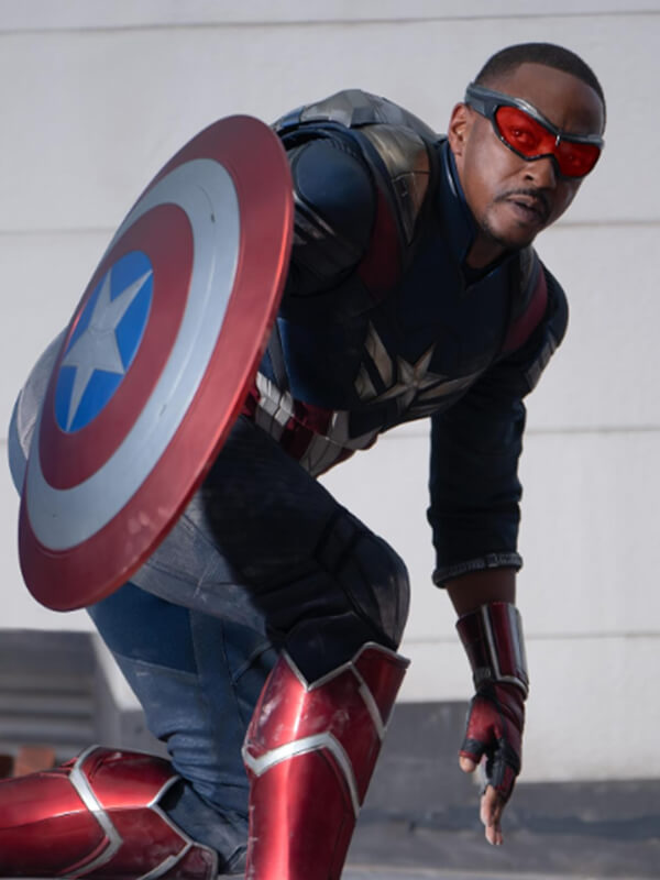 Captain America Brave New World 2025  Anthony Mackie Costume Blue Jacket