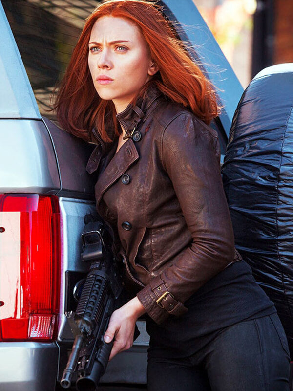 Captain America The Winter Soldier 2014 Scarlett Johansson Leather Jacket