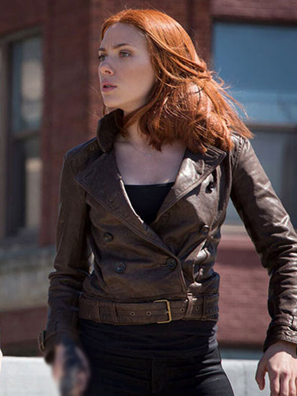 Captain America The Winter Soldier 2014 Scarlett Johansson Leather Jacket