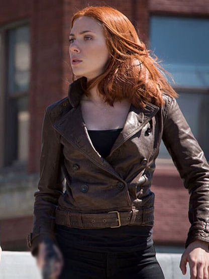 Captain America The Winter Soldier 2014 Scarlett Johansson Leather Jacket