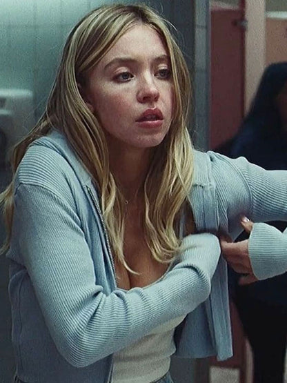 Cassie Howard Euphoria Season 02 Cyan Crop Jacket