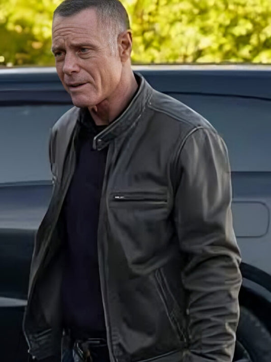 Chicago P.D Season12 Jason Beghe Black Leather Jacket