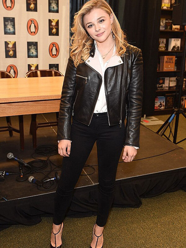 Chloe Grace Moretz Black Leather Jacket
