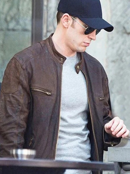 Chris Evans Civil War Captain America Leather Jacket