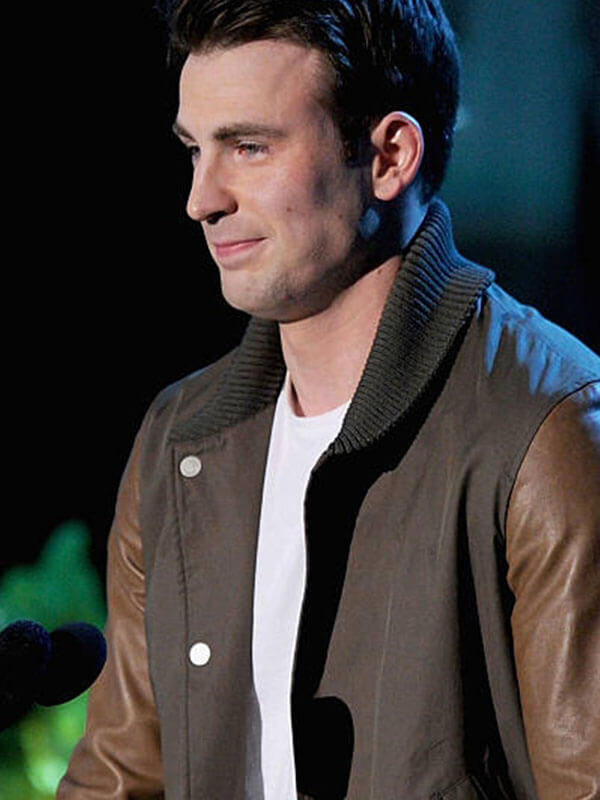 Chris Evans MTV Movies Awards 2011 Brown Wool & Leather Jacket