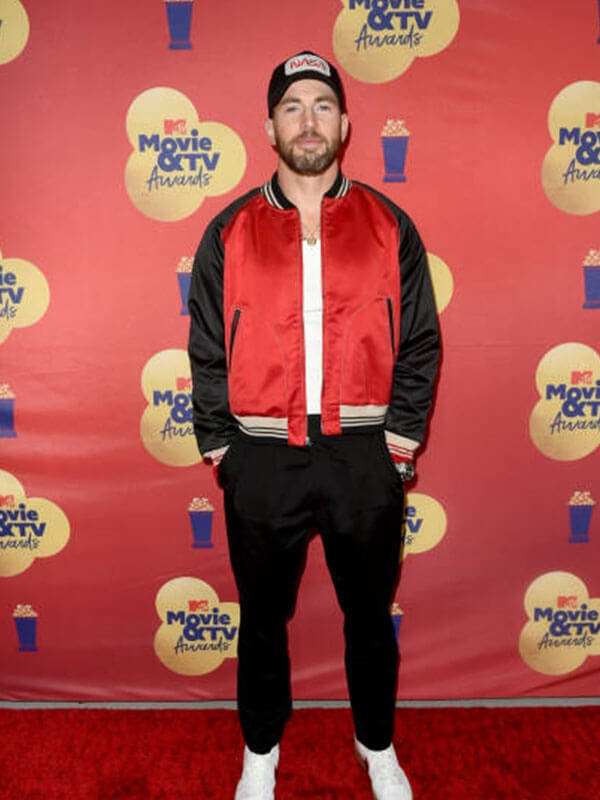 Chris Evans MTV Music Awards Red Bomber Jacket