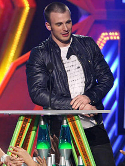 Chris Evans Nicklodean 20th Kids Awards Black Leather Jacket