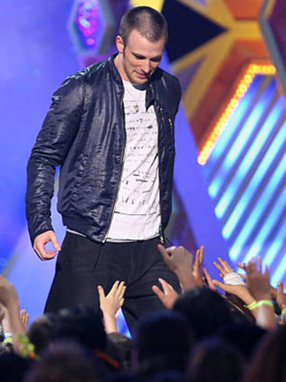 Chris Evans Nicklodean 20th Kids Awards Black Leather Jacket