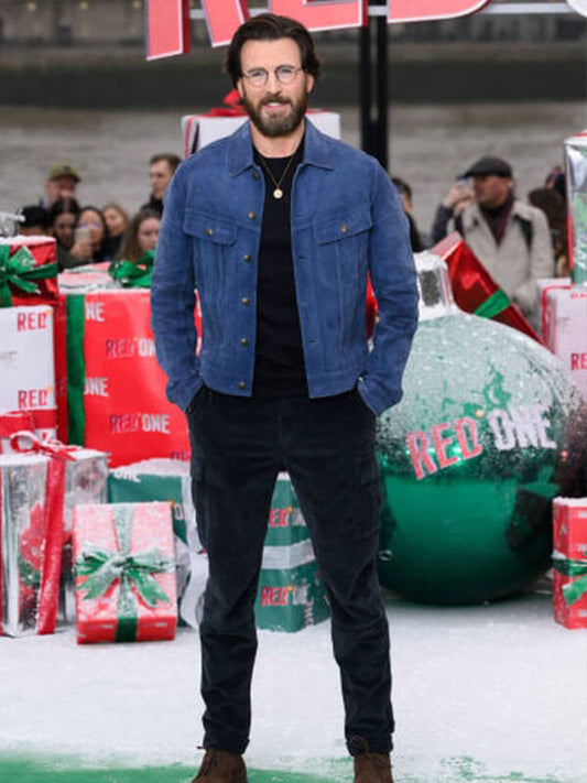 Chris Evans Red One Premiere Blue Denim Jacket 