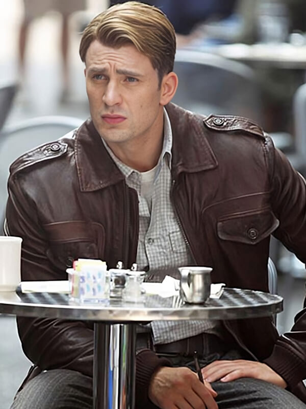 Chris Evans The Avengers  Brown Leather Jacket