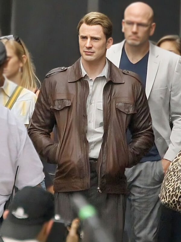 Chris Evans The Avengers  Brown Leather Jacket