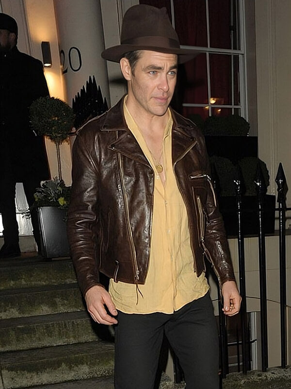 Chris Pine Brown Leather Jacket