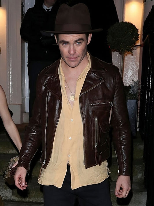 Chris Pine Brown Leather Jacket