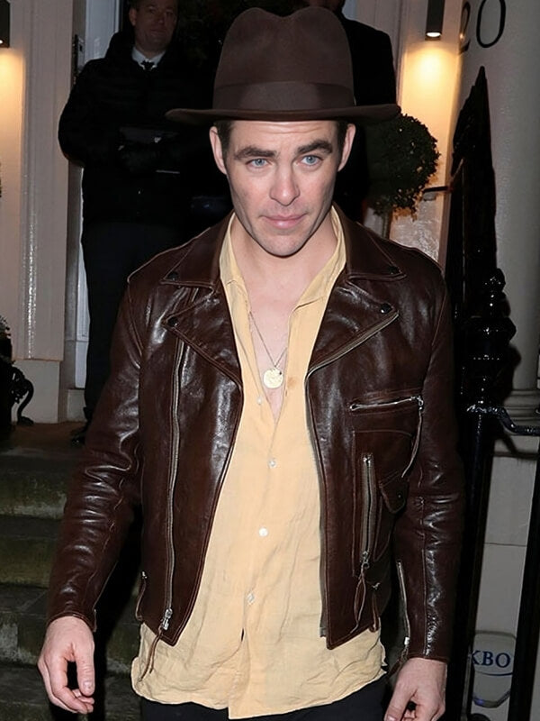 Chris Pine Brown Leather Jacket