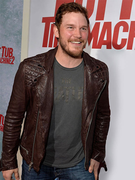 Chris Pratt Brown Quilted Leather Jacket 