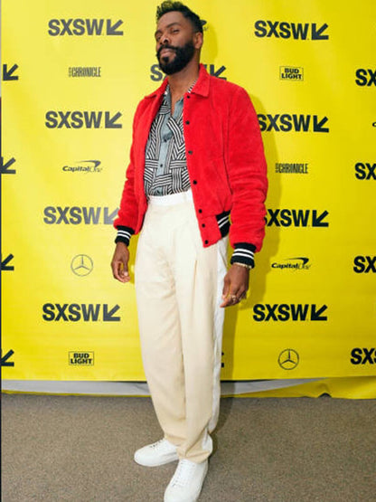 Coleman Domingo First Match Premiere Red Wool Jacket