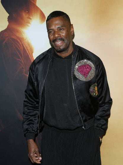 Coleman Domingo Focus Feathers Premiere Black Bomber Jacket