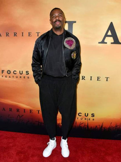 Coleman Domingo Focus Feathers Premiere Black Bomber Jacket