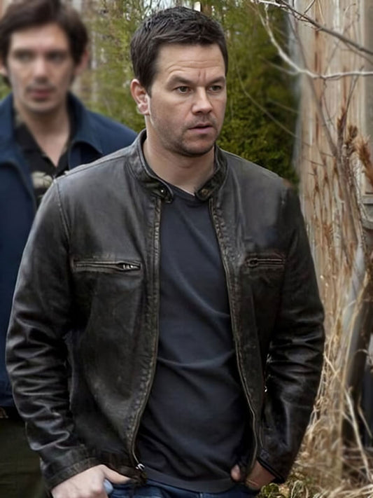  Contraband 2012 Mark Wahlberg Brown Waxed Leather Jacket