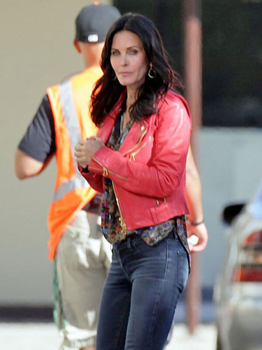 Courteney Cox Red Leather Jacket