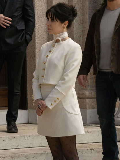 Cristin Milioti The Penguin Season 01 White Cropped Jacket