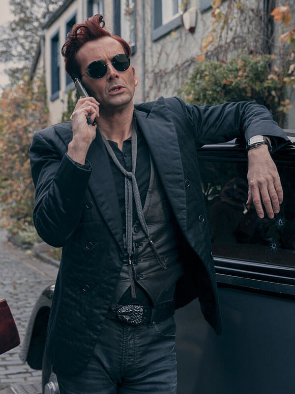 Crowley Good Omens Season 02 Black Wool Blazer 