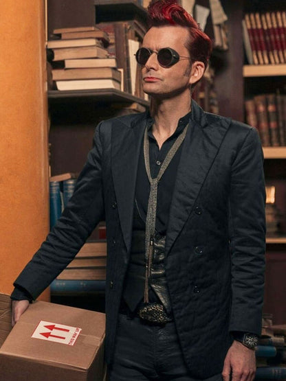 Crowley Good Omens Season 02 Black Wool Blazer 