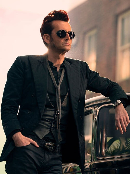 Crowley Good Omens Season 02 Black Wool Blazer 