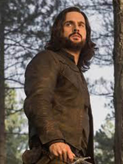 Da Vinci's Demons 2015 Tom Riley Brown Quilted Leather Jacket