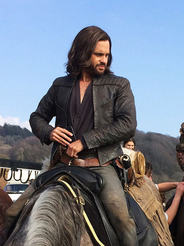 Da Vinci's Demons 2015 Tom Riley Brown Quilted Leather Jacket