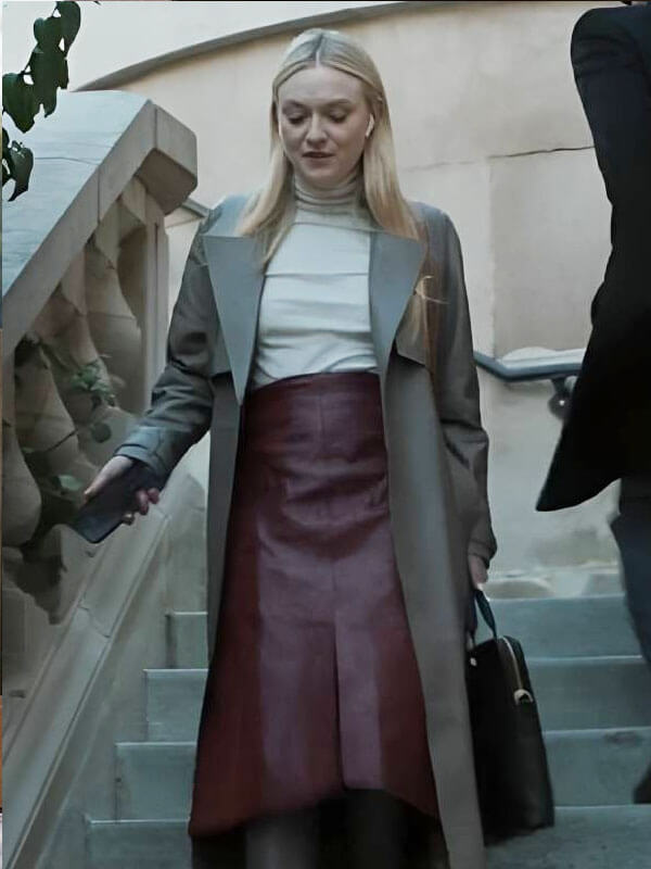 Dakota Fanning All Her Fault Season 01 Brown Leather Coat